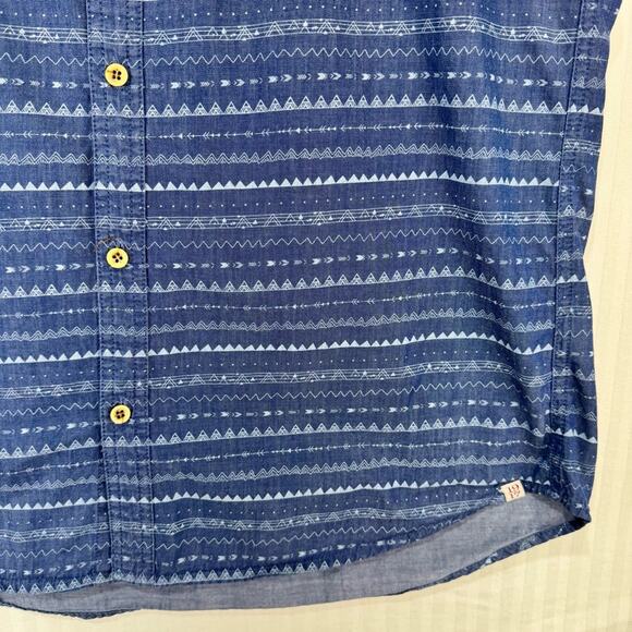 Sovereign Code Los Angeles Blue Aztec Tribal Print Button-Up Shirt Men's Large - Picture 6 of 7